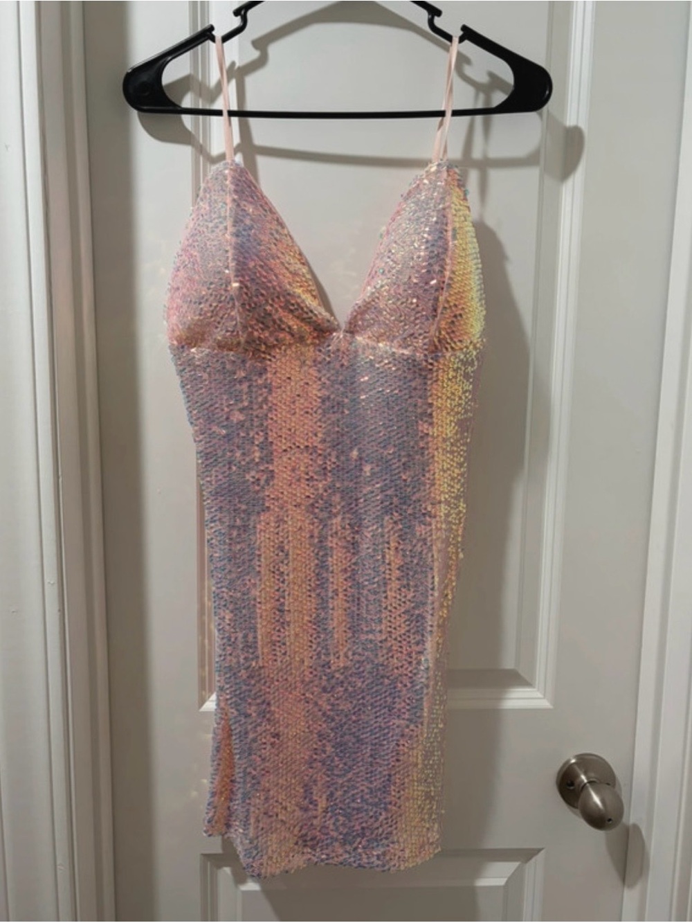 Iridescent Pastel Sequin Slip Dress - Pink Women’s